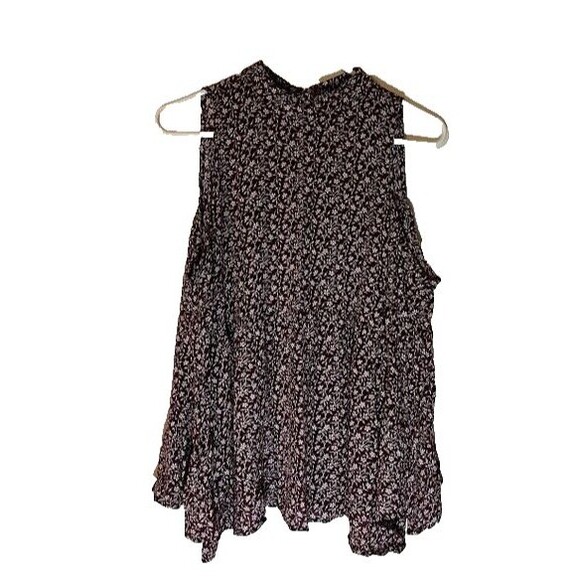American Eagle Top L Cold Shoulder BohoChic Burgundy White Floral Earthy Vibe - Picture 1 of 6